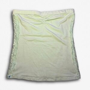 Pastel Mint Green Lace Side Panel Tube Top Strapless Ruched Y2K Cami